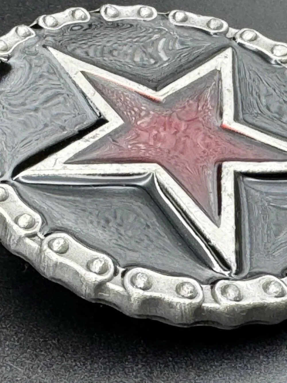 Rock Star Belt Buckle Black and Silver Tone